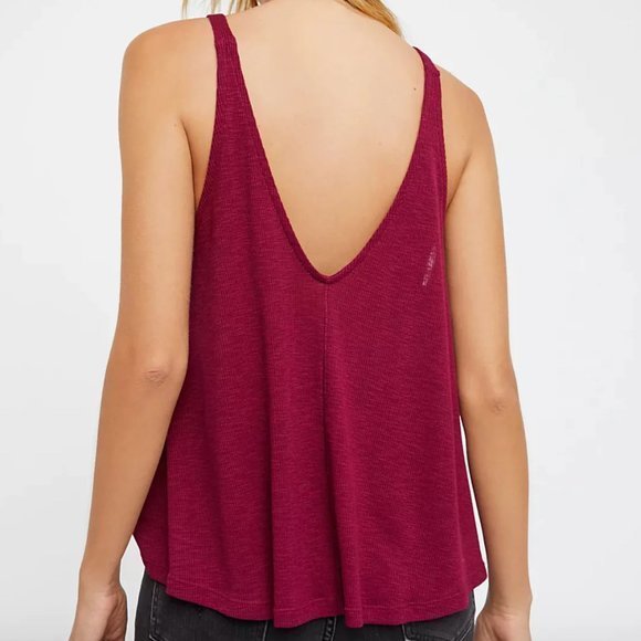 Women's XS │ Free People Tank │‎ Burgundy Summer Top │ Vacation - Picture 2 of 4
